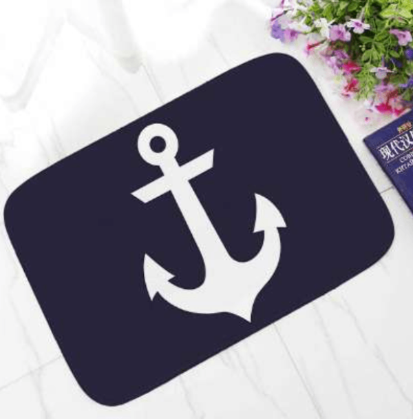 tapis de salle de bain ancre marine