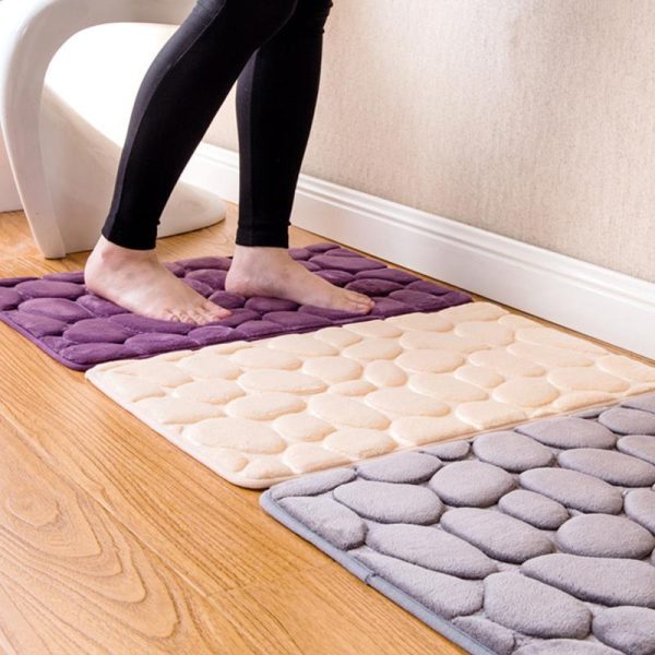 tapis salle de bain design galets