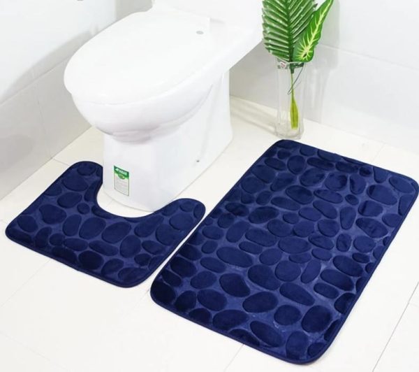 tapis de toilette couleur bleu