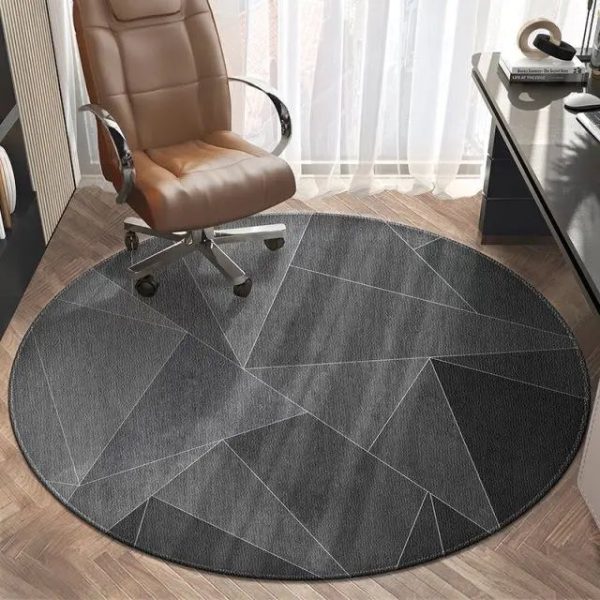 tapis de bureau rond géométrique gris