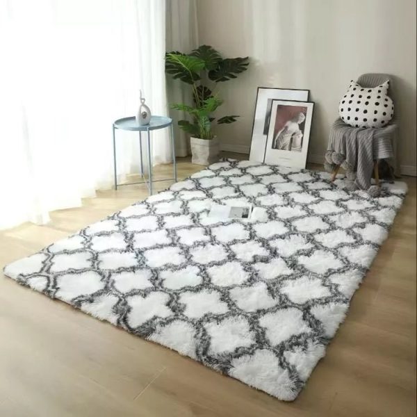 tapis salon blanc à motifs