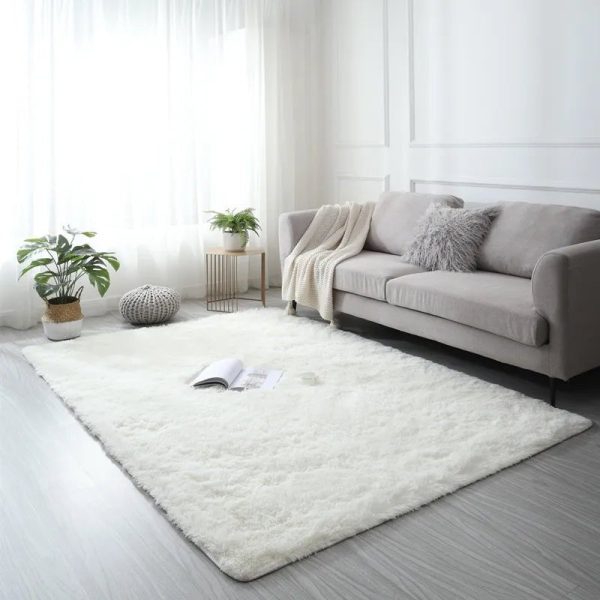 tapis crème shaggy rectangulaire