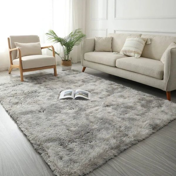 tapis design shaggy gris clair tie-dye