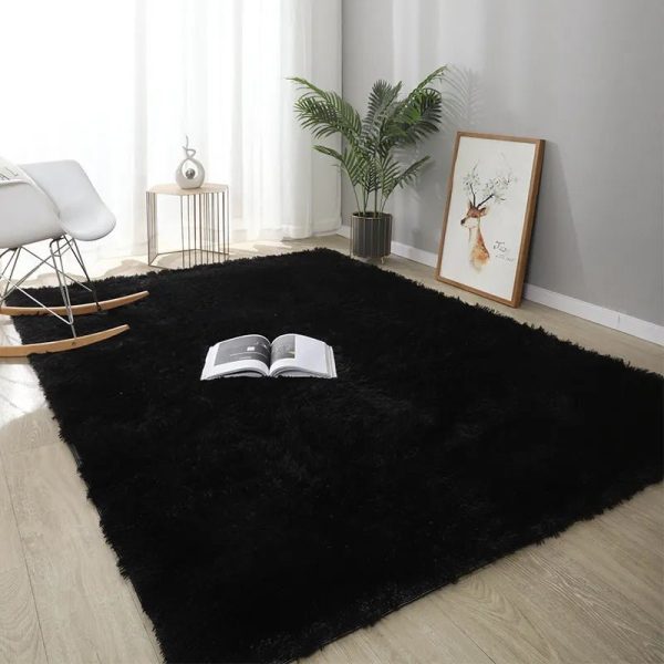 Tapis De Salon Shaggy Noir