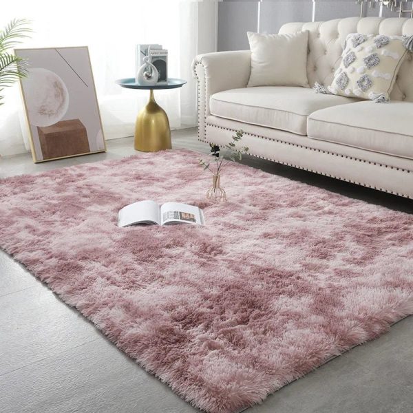 Tapis De Salon Shaggy Rose Violet Tie-Dye