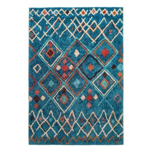 tapis ethnique bleu élégant