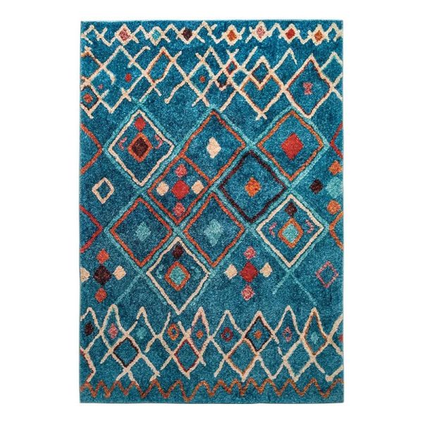 tapis ethnique bleu élégant