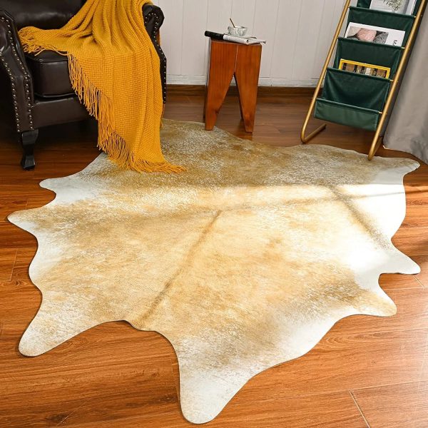 tapis peau de vache beige