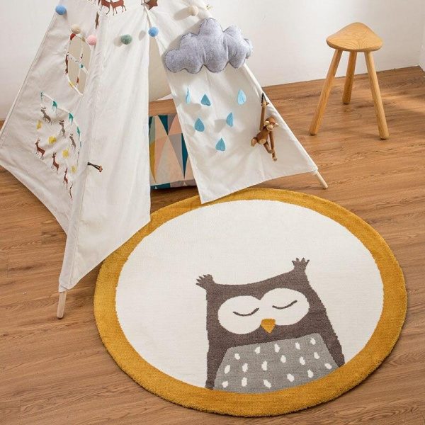 tapis chambre bébé rond hibou