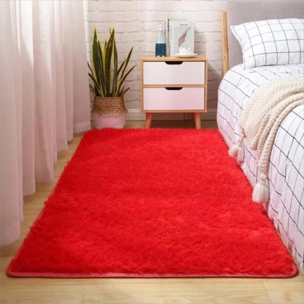 tapis shaggy rouge
