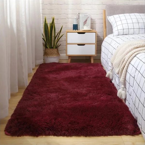 tapis shaggy rouge bordeaux