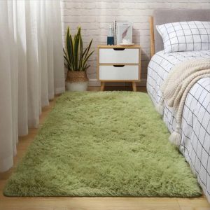 tapis shaggy vert élégant